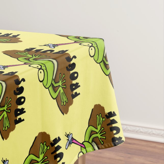 Frogs rule funny green frog cartoon tablecloth (In Situ)