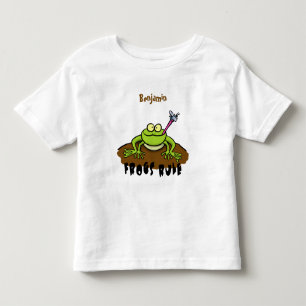 Frogs rule funny green frog cartoon toddler t-shirt