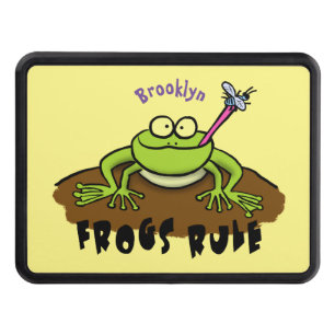 Frogs rule funny green frog cartoon trailer hitch cover