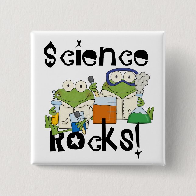 Frogs Science Rocks 2 Inch Square Button (Front)