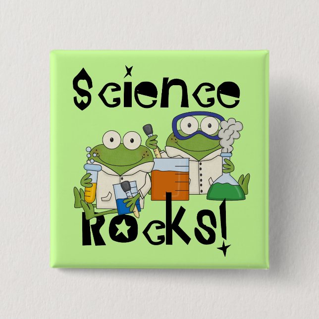 Frogs Science Rocks 2 Inch Square Button (Front)