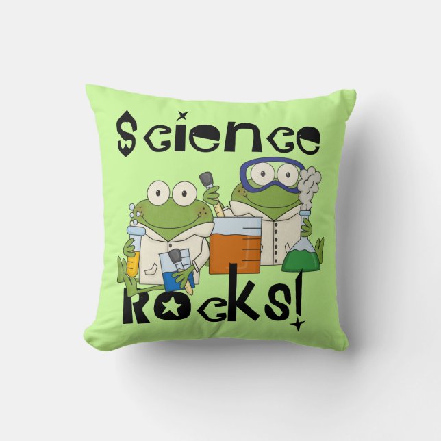 Frogs Science Rocks Throw Pillow (Front)