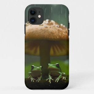 Frogs Sheltering Under Mushroom From Rain, iPhone 11 Case