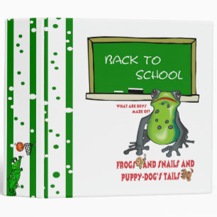 Frogs Snails and Puppy Dog Tails Back To School 2" Binder