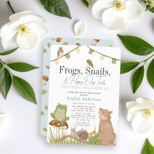 Frogs Snails & Puppy Dog Tails Boy Baby Shower Invitation