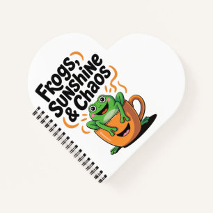 Frogs, Sunshine & Chaos – Cute Frog in Coffee Cup Notebook