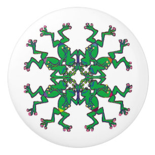 Frogs synchronised swimming celtic knotwork art ceramic knob