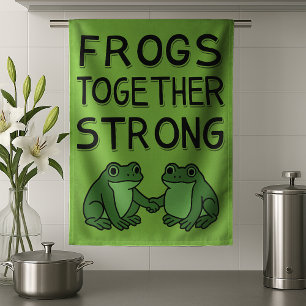 Frogs Together Strong Portland Frog Protest Kitchen Towel