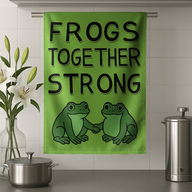 Frogs Together Strong Portland Frog Protest Kitchen Towel (Creator Uploaded)