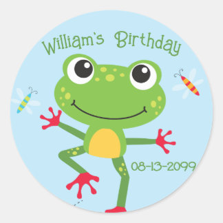 Frogtastic Leaping Frogs Kids Birthday Napkins Classic Round Sticker