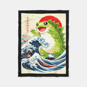 Frogzilla Frog Japanese Art Funny Anime For Men Wo Fleece Blanket