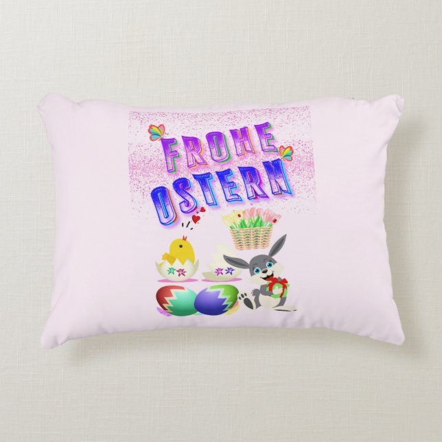 Frohe Ostern Accent Pillow (Front)