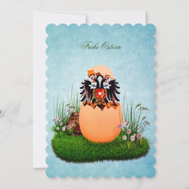 "Frohe Ostern" Austrian empire coat of arms Holiday Card (Front)