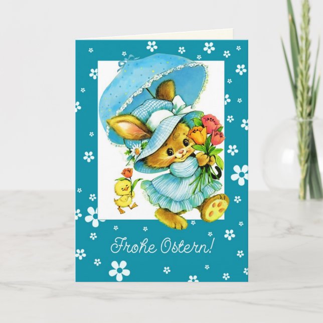 Frohe Ostern. Carte Pâques en allemand (Devant)