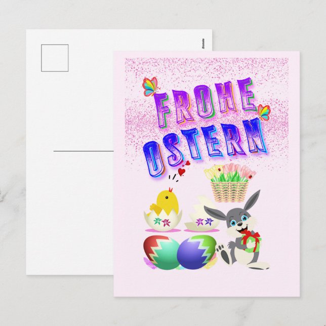Frohe Ostern Holiday Postcard (Front/Back)