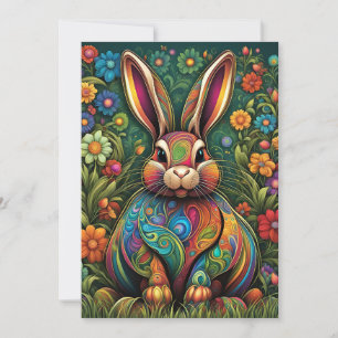 Frohe Ostern - Osterhase in Blumen 2 Invitation