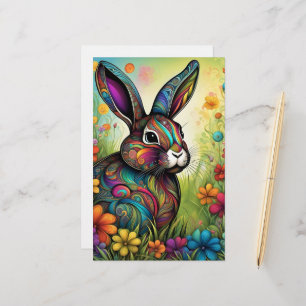 Frohe Ostern - Osterhase in Blumen Stationery