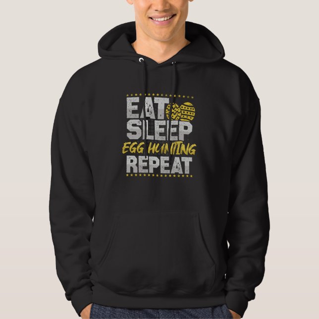 Frohe Ostern T-Shirt Egg Hunting Repeat Funny East Hoodie (Front)