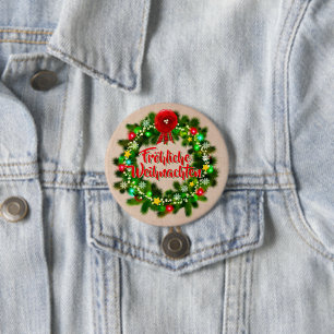 Frohe Weihnachten Abzeichen Christmas 3 Inch Round Button
