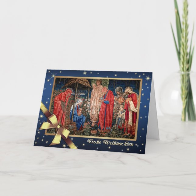 Frohe Weihnachten. Carte de la crèche en allemand (Devant)