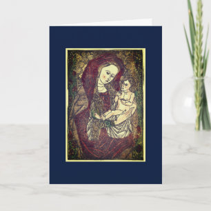 "FROHE WEIHNACHTEN" CARTE MADONNA & ENFANT NOËL