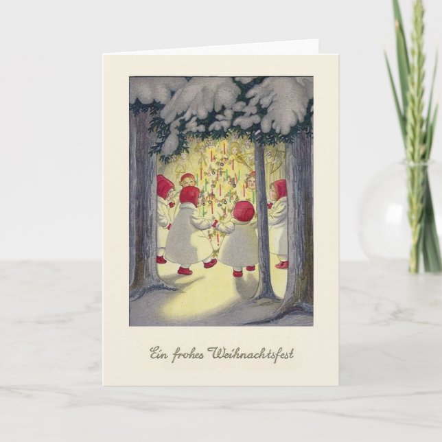 Frohe Weihnachten Engel Im Wald Christmas card (Front)