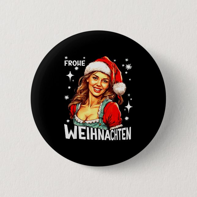 Frohe Weihnachten German Christmas  2 Inch Round Button (Front)