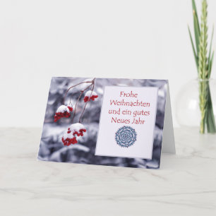 Frohe Weihnachten, German Christmas Card, Berries Holiday Card