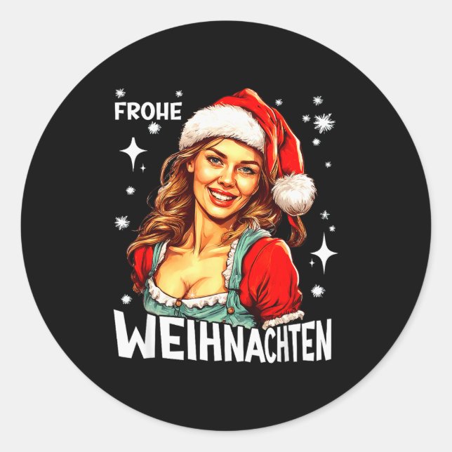 Frohe Weihnachten German Christmas  Classic Round Sticker (Front)