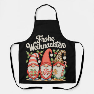 Frohe Weihnachten German Christmas Gnomes Holiday Apron