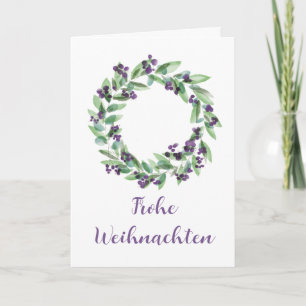 Frohe Weihnachten, German Christmas wreath  Holida Holiday Card