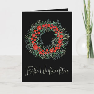 Frohe Weihnachten, German Christmas wreath  Holiday Card