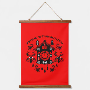Frohe Weihnachten German Cuckoo Clock Hanging Tapestry