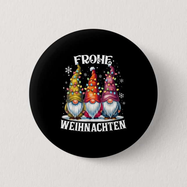 Frohe Weihnachten German Gnome Christmas Decoratio 2 Inch Round Button (Front)