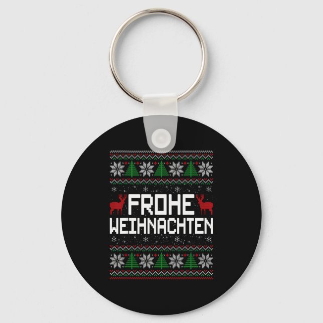 Frohe Weihnachten German Merry Christmas Holidays  Keychain (Front)