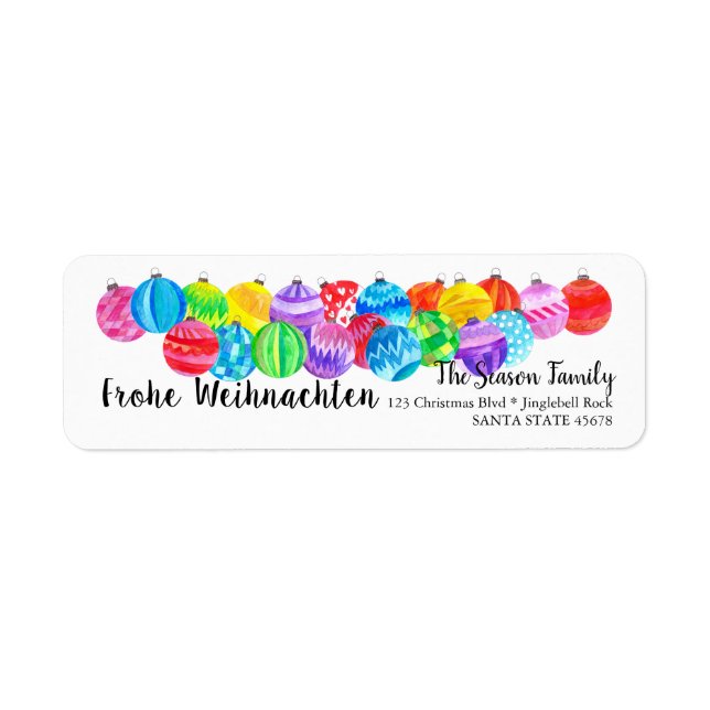 Frohe Weihnachten handpainted watercolor label (Front)