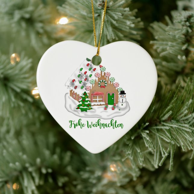 Frohe Weihnachten Herzanhänger Keramik Baumschmuck Ceramic Ornament (Tree)