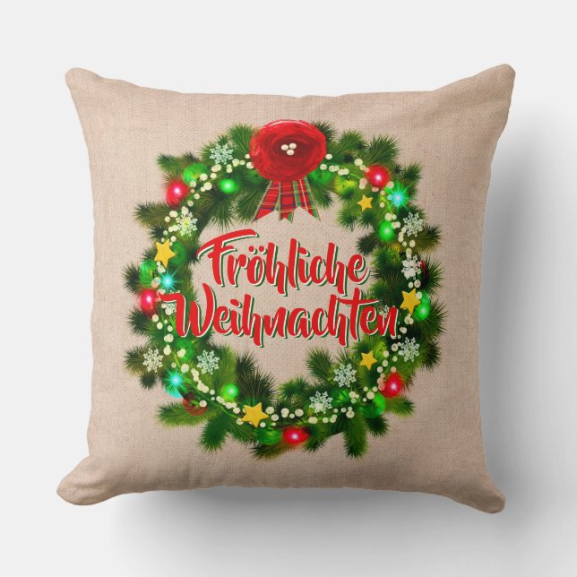 Frohe Weihnachten Kissen Christmas Throw Pillow (Front)