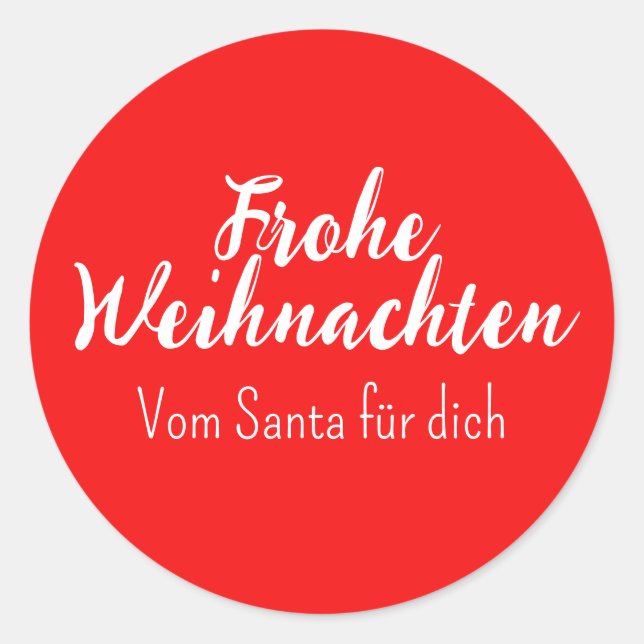 Frohe Weihnachten Merry Christmas in German  Classic Round Sticker (Front)