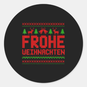 Frohe Weihnachten Merry Christmas In German Funny Classic Round Sticker