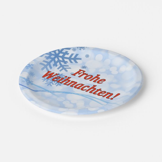 Frohe Weihnachten! Merry Christmas in German rf Paper Plate (Angled)
