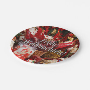 Frohe Weihnachten! Merry Christmas in German wf Paper Plate
