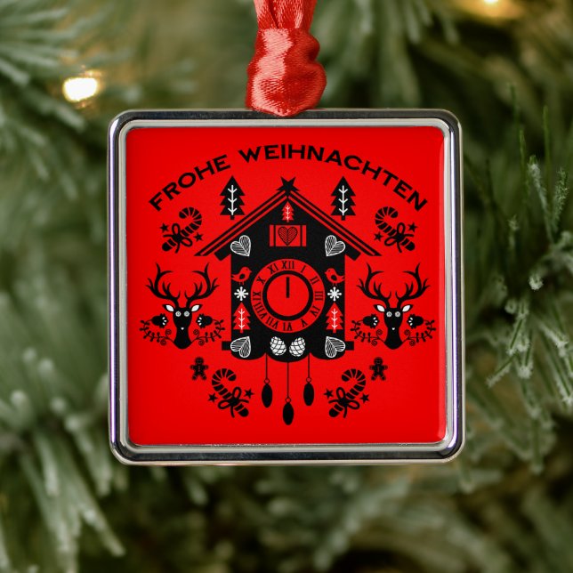 Frohe Weihnachten Metal Ornament (Tree)