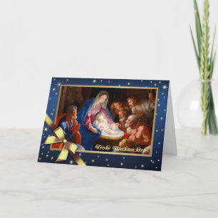 Frohe Weihnachten. Nativity Scene Card in German