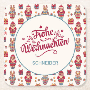 Frohe Weihnachten Personalized Square Paper Coaster