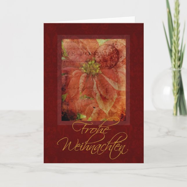Frohe Weihnachten Poinsettia Card (Front)