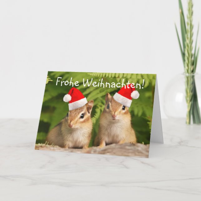 Frohe Weihnachten Santa Baby Chipmunks Card (Front)