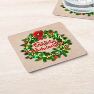 Frohe Weihnachten Untersetzer Christmas Square Paper Coaster