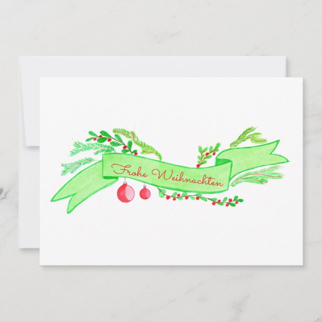 Frohe Weihnachten, watercolor Christmas banner Invitation (Front)