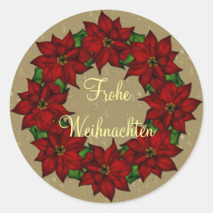 Frohe Weihnachten - Weihnachtsstern Motiv Classic Round Sticker